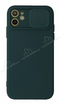 Eiroo Color Lens iPhone 12 Mini 5.4 in Kamera Korumal Yeil Silikon Klf