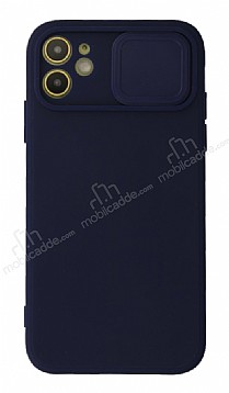 Eiroo Color Lens iPhone 12 Mini 5.4 in Kamera Korumal Lacivert Silikon Klf