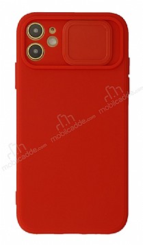 Eiroo Color Lens iPhone 12 Mini 5.4 in Kamera Korumal Krmz Silikon Klf