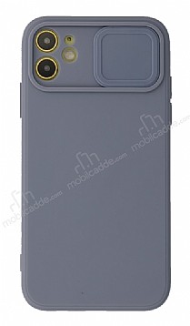 Eiroo Color Lens iPhone 12 Mini 5.4 in Kamera Korumal Gri Silikon Klf