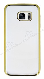 Samsung Galaxy S7 Gold Kenarl effaf Silikon Klf