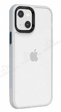 Eiroo Contrast iPhone 13 Beyaz Silikon Klf
