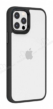 Eiroo Contrast iPhone 12 Pro Max 6.7 in Siyah Silikon Klf