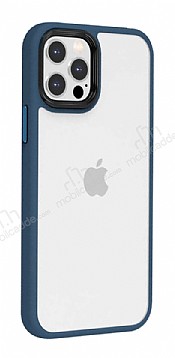 Eiroo Contrast iPhone 12 Pro Max 6.7 in Mavi Silikon Klf