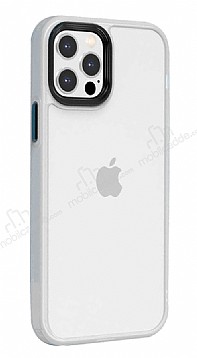 Eiroo Contrast iPhone 13 Pro Max Beyaz Silikon Klf