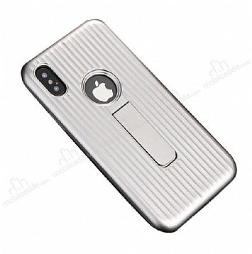 Eiroo Craft View iPhone X / XS Standl Silver Rubber Klf