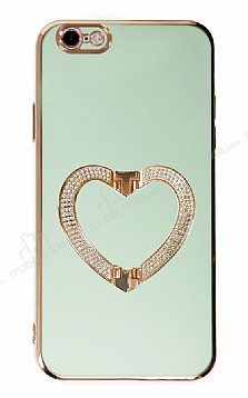 Eiroo Crystal Serisi iPhone 6 / 6S Kalpli Gold Tal Tutuculu Yeil Silikon Klf