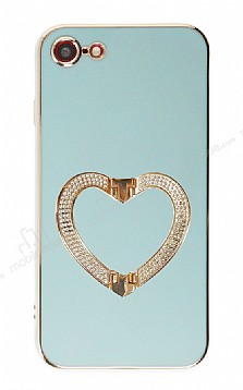 Eiroo Crystal Serisi iPhone 7 / 8 Kalpli Gold Tal Tutuculu Yeil Silikon Klf