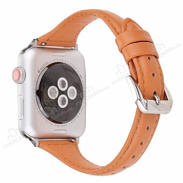 Eiroo Deluxe Apple Watch 4 / Watch 5 Kahverengi Gerek Deri Kordon 40mm