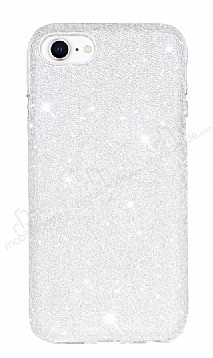 Eiroo Diamond iPhone SE 2020 Iltl Beyaz Silikon Klf