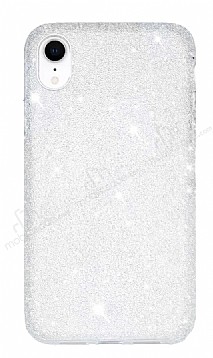 Eiroo Diamond iPhone XR Iltl Beyaz Silikon Klf