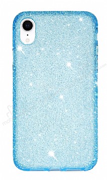 Eiroo Diamond iPhone XR Iltl Mavi Silikon Klf
