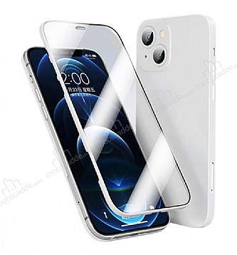 Eiroo Double Protect iPhone 13 Mini 360 Derece Koruma Beyaz Kılıf