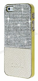 Eiroo Duxal iPhone SE / 5 / 5S Gold Kenarl Tal Gold Rubber Klf