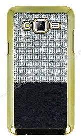 Eiroo Duxal Samsung Galaxy J7 / Galaxy J7 Core Gold Kenarl Tal Siyah Rubber Klf