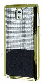 Eiroo Duxal Samsung N9000 Galaxy Note 3 Gold Kenarl Tal Siyah Rubber Klf
