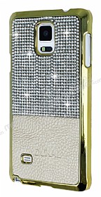 Eiroo Duxal Samsung N9100 Galaxy Note 4 Gold Kenarl Tal Krem Rubber Klf