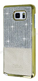 Eiroo Duxal Samsung Galaxy Note 5 Gold Kenarl Tal Krem Rubber Klf