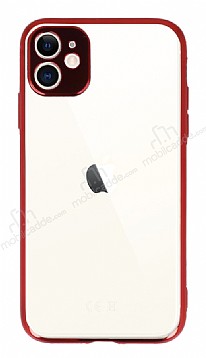 Eiroo Electro iPhone 11 Pro Krmz Kenarl effaf Silikon Klf