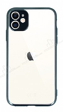 Eiroo Electro iPhone 11 Pro Yeil Kenarl effaf Silikon Klf