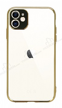 Eiroo Electro iPhone 11 Pro Gold Kenarl effaf Silikon Klf