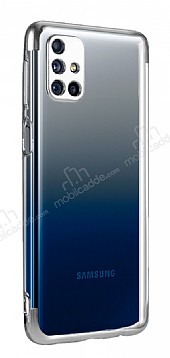 Eiroo Electro Samsung Galaxy M31s Silver Kenarl effaf Silikon Klf