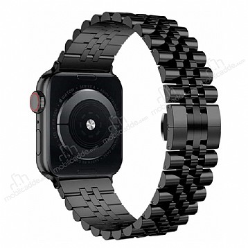 Eiroo Elegant Apple Watch Siyah Metal Kordon 38 40 41 mm