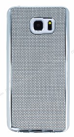 Eiroo Flashy Samsung Galaxy Note 5 Metalik Silver Silikon Klf