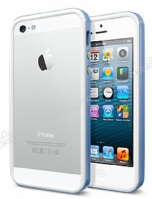 Eiroo Fly Hybrid iPhone SE / 5 / 5S Silikon Bumper ereve Ak Mavi Klf