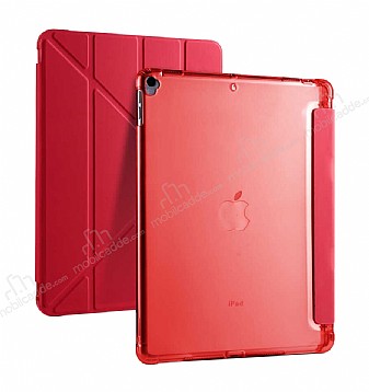 Eiroo Fold Apple iPad 10.2 (2021) Kalemlikli Standl Krmz Klf