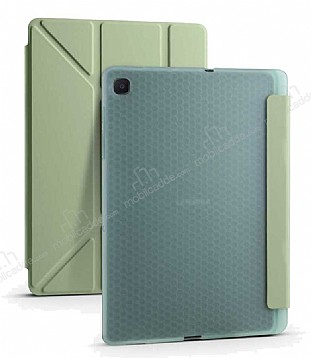 Eiroo Fold Samsung Galaxy Tab A7 10.4 (2020) Kalemlikli Standl Ak Yeil Klf
