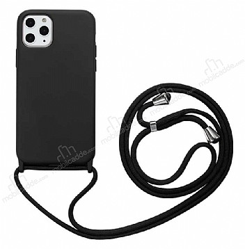 Eiroo Fun iPhone 11 Pro Max Askl Siyah Silikon Klf