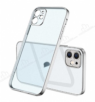 Eiroo Gbox iPhone 12 6.1 in Kamera Korumal Mat Silver Silikon Klf