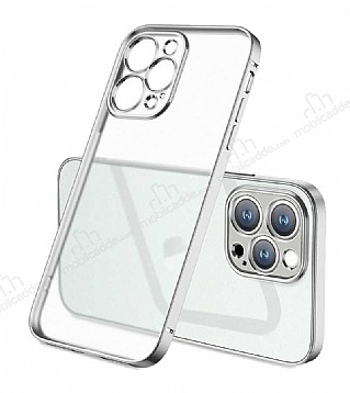 Eiroo Gbox iPhone 12 Pro 6.1 in Kamera Korumal Mat Silver Silikon Klf