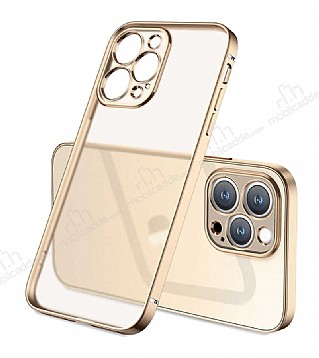 Eiroo Gbox iPhone 12 Pro 6.1 in Kamera Korumal Mat Gold Silikon Klf