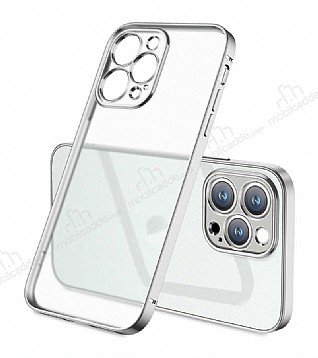 Eiroo Gbox iPhone 13 Pro Max Kamera Korumal Silver Mat Silikon Klf