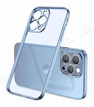 Eiroo Gbox iPhone 13 Pro Max Kamera Korumal Mavi Mat Silikon Klf