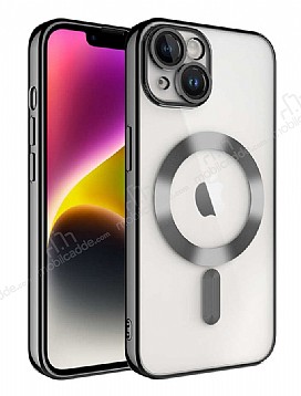 Eiroo Gbox iPhone 14 Plus Macsafe zellikli Kamera Korumal Siyah Silikon Klf