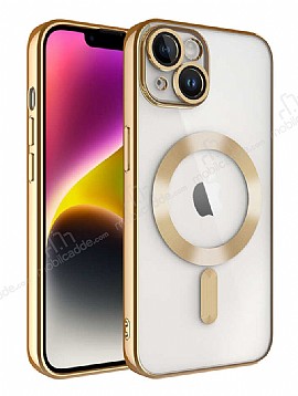 Eiroo Gbox iPhone 14 Plus Macsafe zellikli Kamera Korumal Gold Silikon Klf
