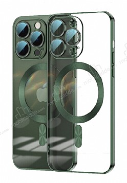 Eiroo Gbox iPhone 14 Pro Macsafe zellikli Kamera Korumal Yeil Silikon Klf