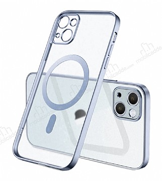 Eiroo Gbox iPhone 15 Plus Magsafe zellikli Kamera Korumal Mavi Silikon Klf
