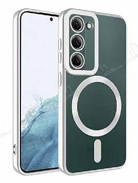 Eiroo Gbox Samsung Galaxy S23 Wireless arj zellikli Kamera Korumal Silver Silikon Klf