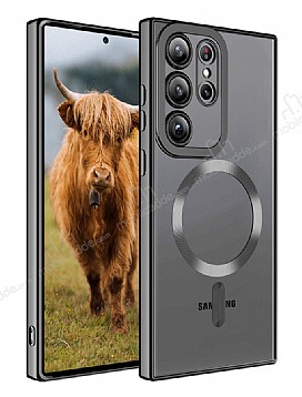 Eiroo Gbox Samsung Galaxy S23 Ultra Wireless arj zellikli Kamera Korumal Siyah Silikon Klf