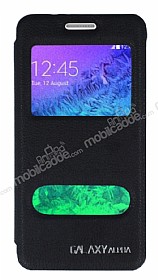 Eiroo Samsung Galaxy Alpha Vantuzlu Pencereli Siyah Deri Klf