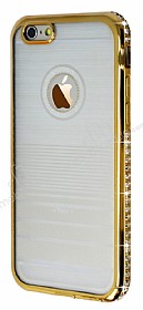 Eiroo Glace iPhone 6 / 6S Gold Tal Kenarl effaf Silikon Klf