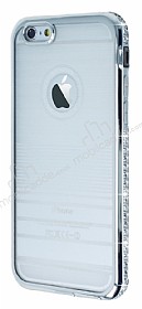 Eiroo Glace iPhone 6 / 6S Silver Tal Kenarl effaf Silikon Klf