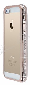 Eiroo Glace iPhone SE / 5 / 5S Tal Rose Gold Kenarl effaf Silikon Klf