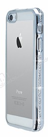 Eiroo Glace iPhone SE / 5 / 5S Tal Silver Kenarl effaf Silikon Klf