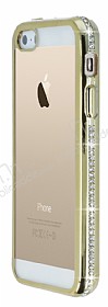 Eiroo Glace iPhone SE / 5 / 5S Tal Gold Kenarl effaf Silikon Klf