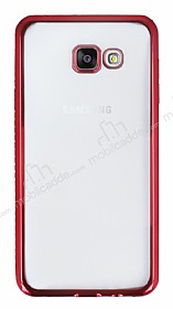 Eiroo Glace Samsung Galaxy A7 2016 Tal Krmz Kenarl effaf Silikon Klf